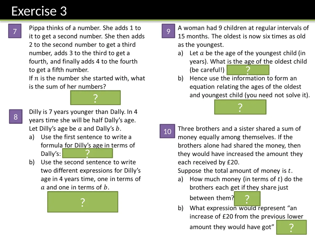 Year 7 Algebraic Expressions Dr J Frost - slide 26 of 27