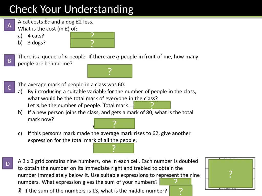 Year 7 Algebraic Expressions Dr J Frost - slide 24 of 27