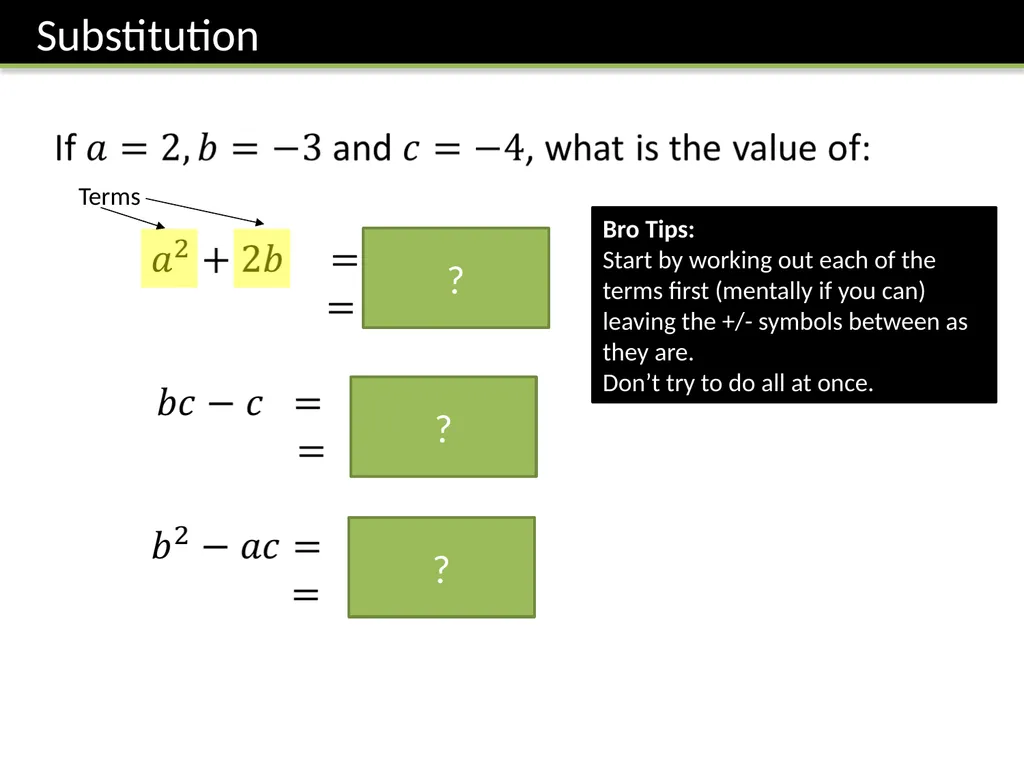 Year 7 Algebraic Expressions Dr J Frost - slide 16 of 27