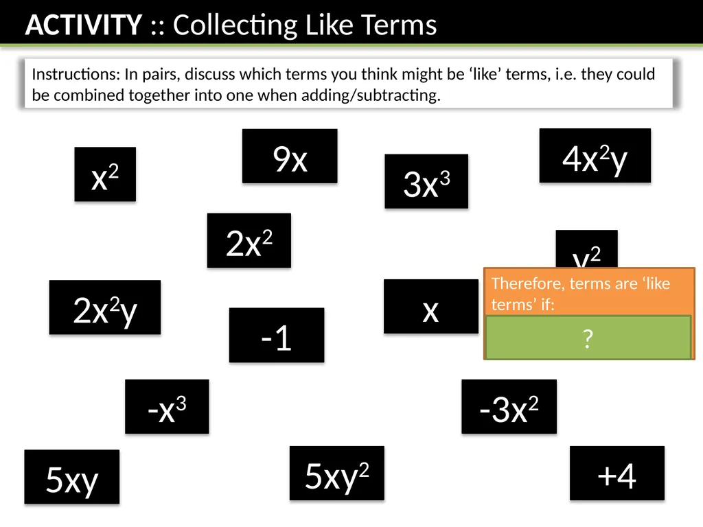 Year 7 Algebraic Expressions Dr J Frost - slide 6 of 27