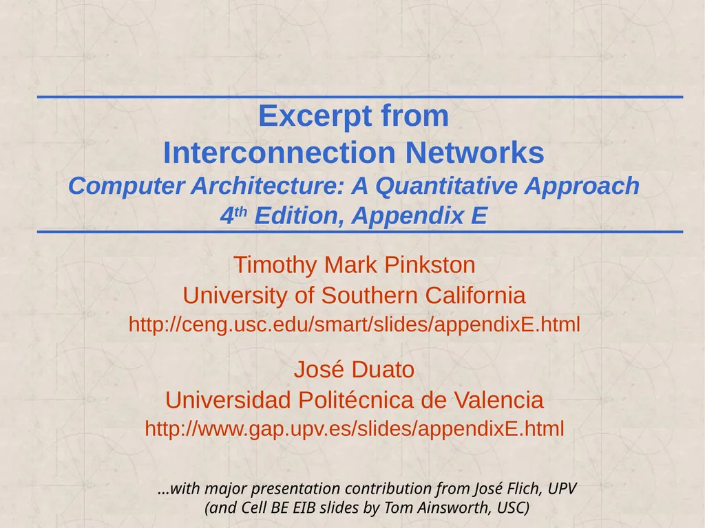 Excerpt from Interconnection Networks Computer - slide 1 of 30