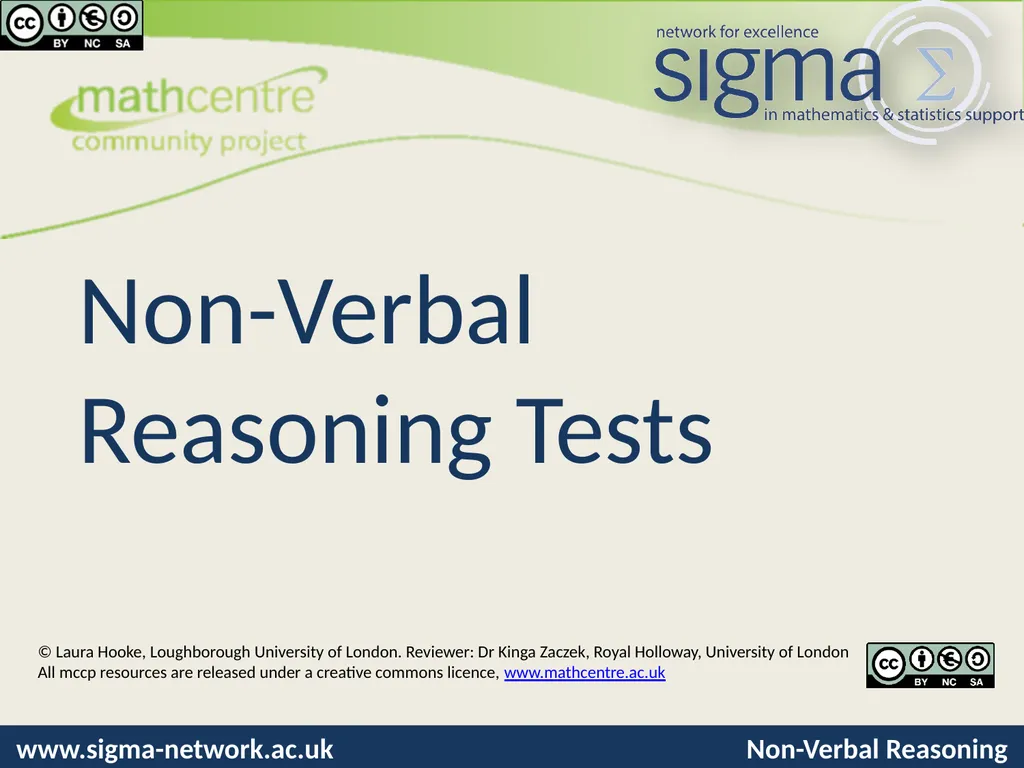 Non-Verbal Reasoning Tests © Laura Hooke, - slide 1 of 25