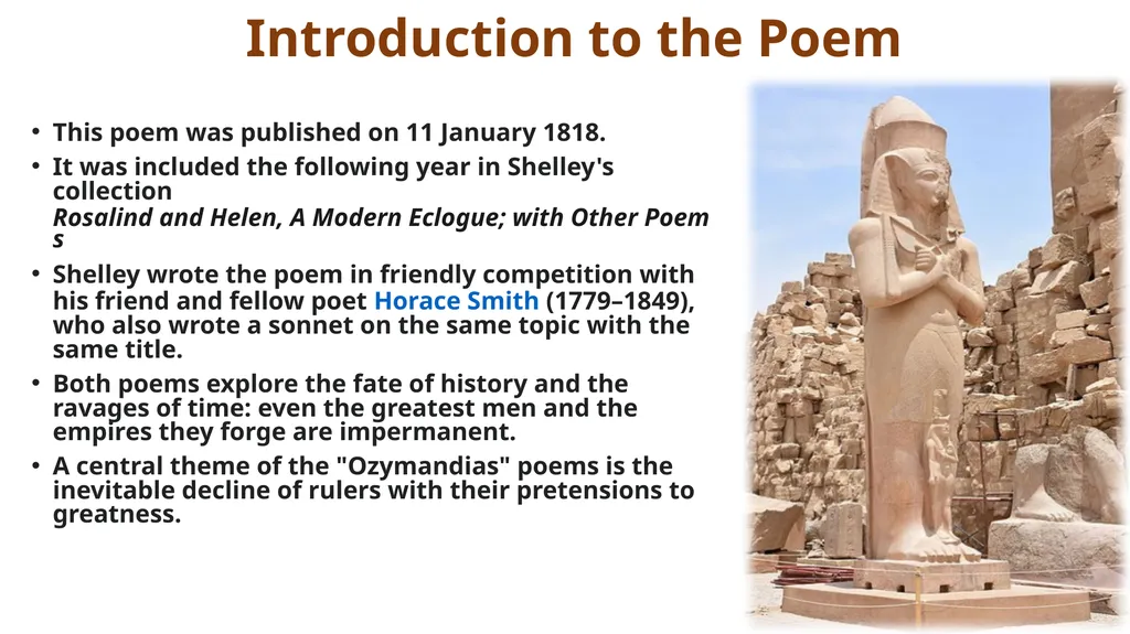 OZYMANDIAS P. B.Shelley (1792-1822) Mr: J.B.Khot - slide 3 of 5