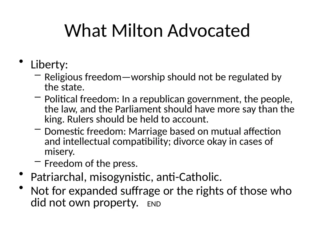 Milton’s Life and Times ENGL 622 Dr. Fike Main - slide 10 of 10