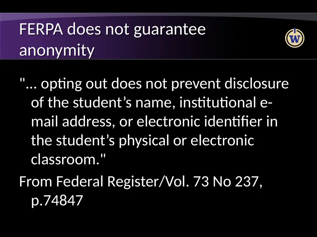 FERPA and Active Directory Brian Arkills Software - slide 21 of 35
