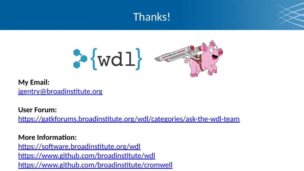 Cromwell & WDL Bioinformatics workflows at any - slide 14 of 14