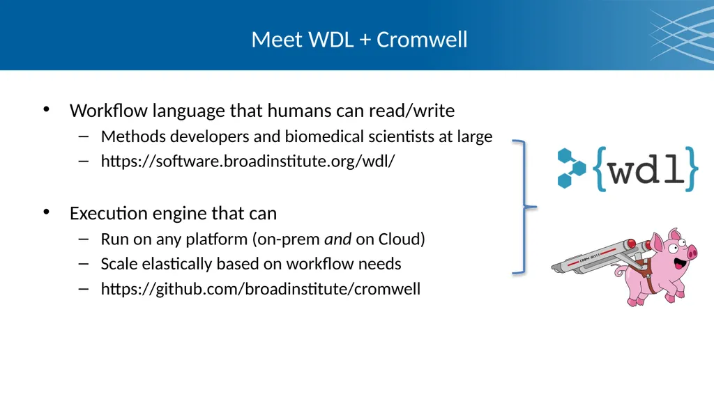Cromwell & WDL Bioinformatics workflows at any - slide 4 of 14