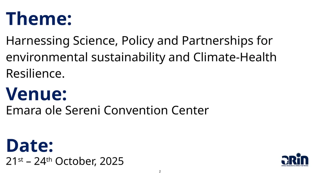 Pan-African Conference on Environment, Climate - slide 2 of 14