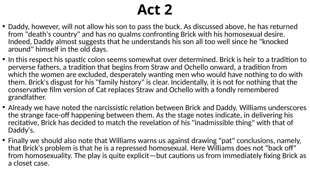 Cat on a Hot Tin Roof Act 2 Tennessee Williams - slide 10 of 14