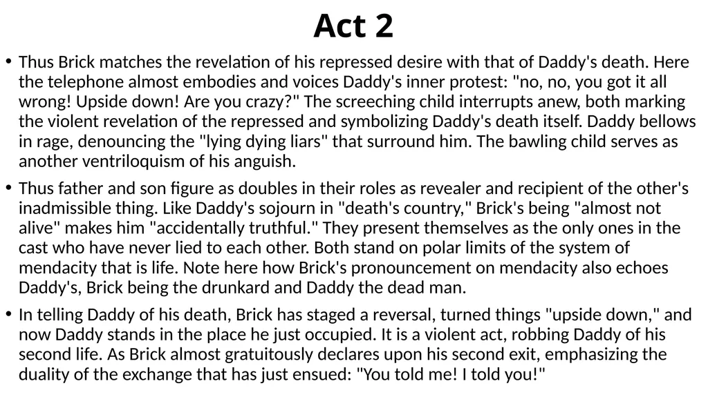 Cat on a Hot Tin Roof Act 2 Tennessee Williams - slide 13 of 14