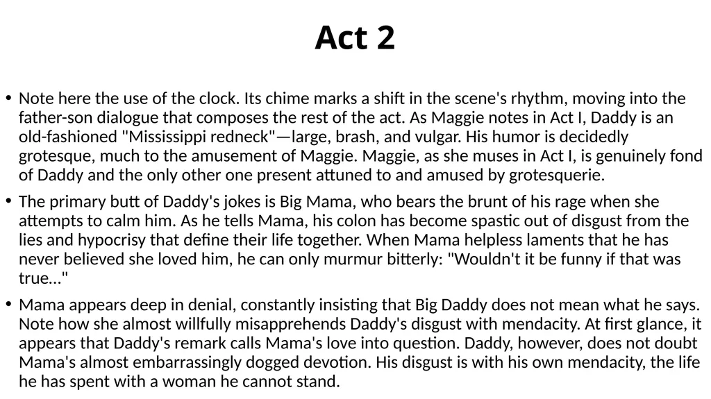 Cat on a Hot Tin Roof Act 2 Tennessee Williams - slide 3 of 14