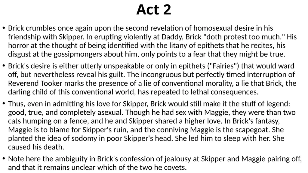 Cat on a Hot Tin Roof Act 2 Tennessee Williams - slide 9 of 14