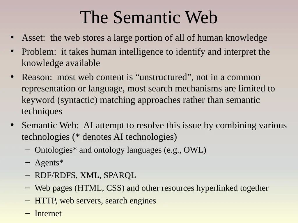 The Semantic Web Asset: the web stores a large - slide 1 of 56