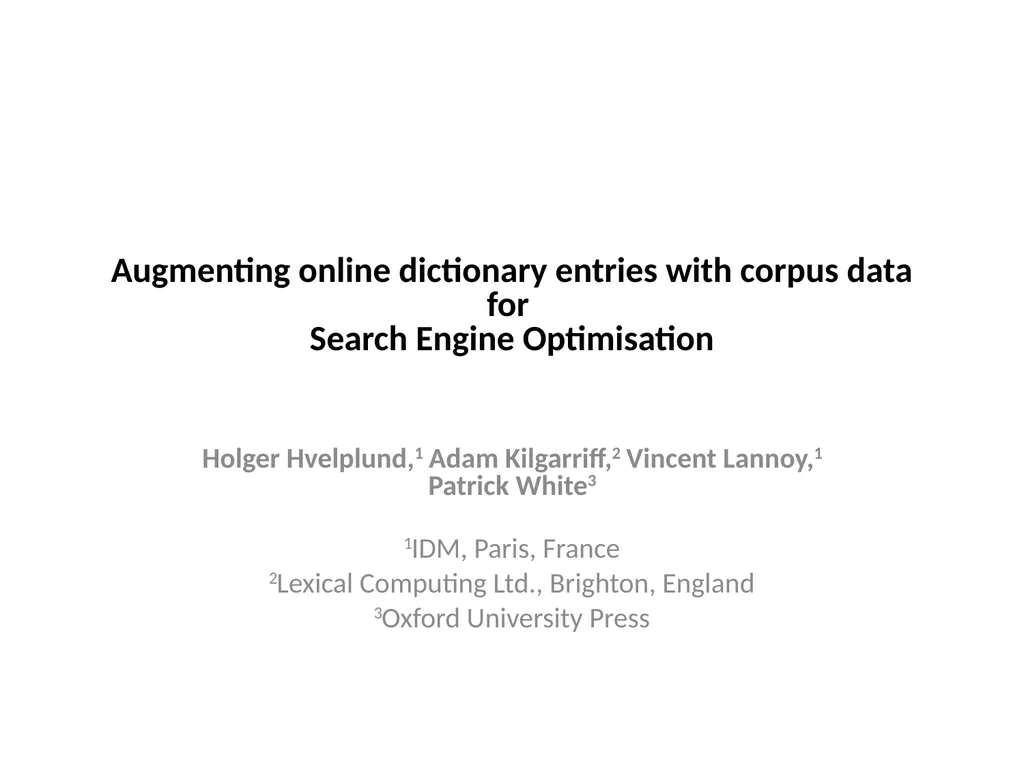 Augmenting online dictionary entries with corpus - slide 1 of 26