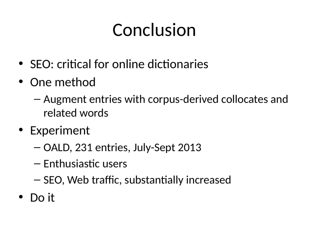 Augmenting online dictionary entries with corpus - slide 25 of 26