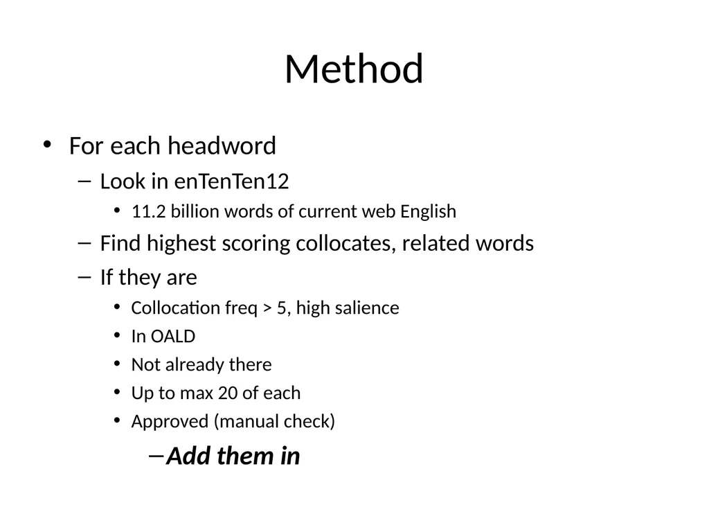 Augmenting online dictionary entries with corpus - slide 13 of 26