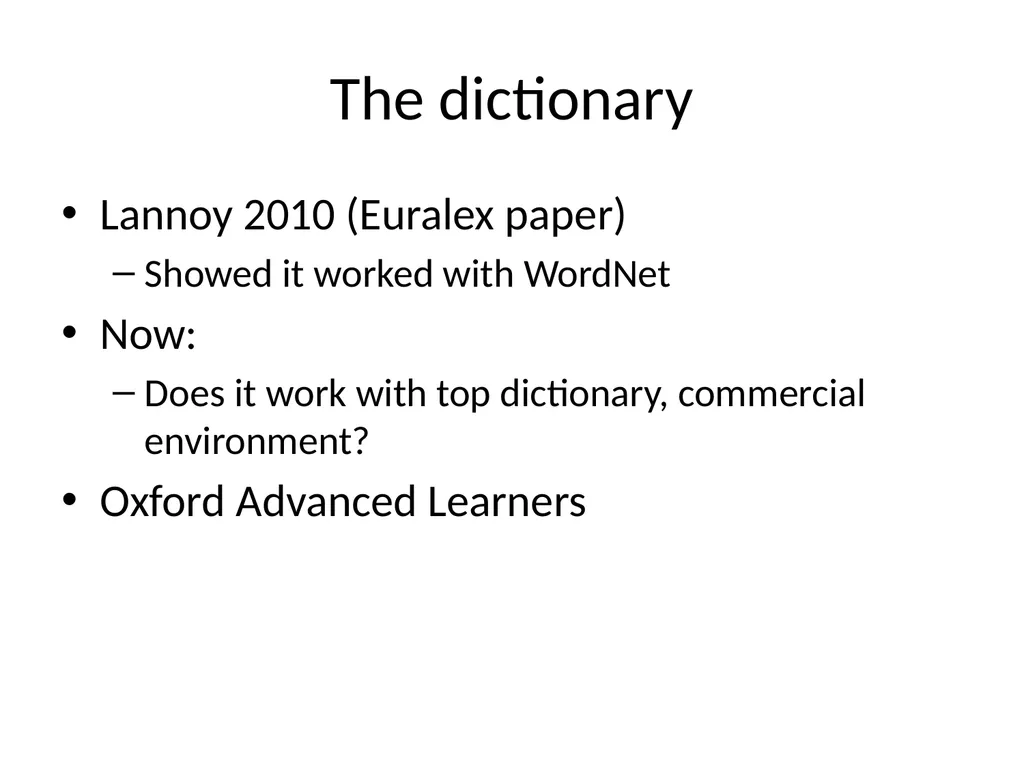 Augmenting online dictionary entries with corpus - slide 6 of 26