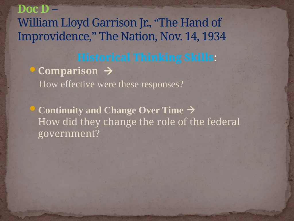 NEW DEAL DBQ Historical Thinking Skills: - slide 36 of 101