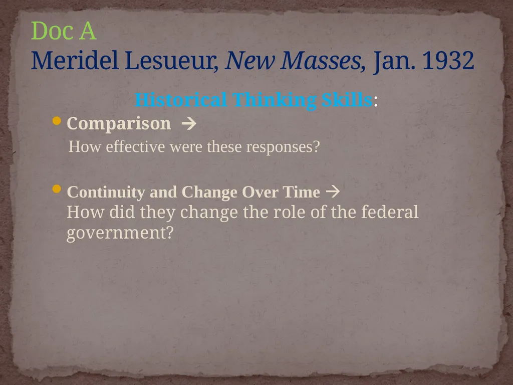 NEW DEAL DBQ Historical Thinking Skills: - slide 8 of 101