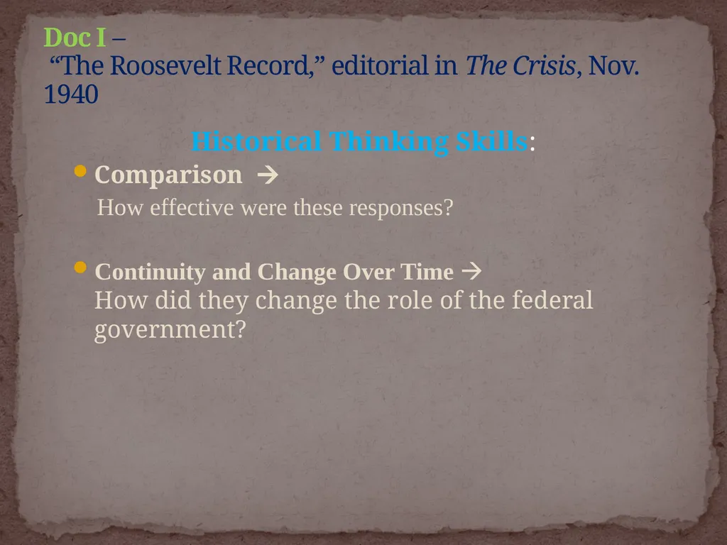 NEW DEAL DBQ Historical Thinking Skills: - slide 84 of 101