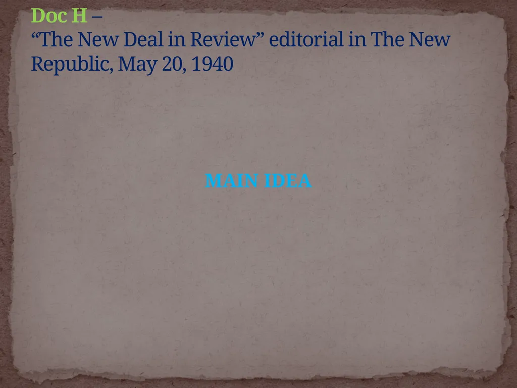 NEW DEAL DBQ Historical Thinking Skills: - slide 72 of 101