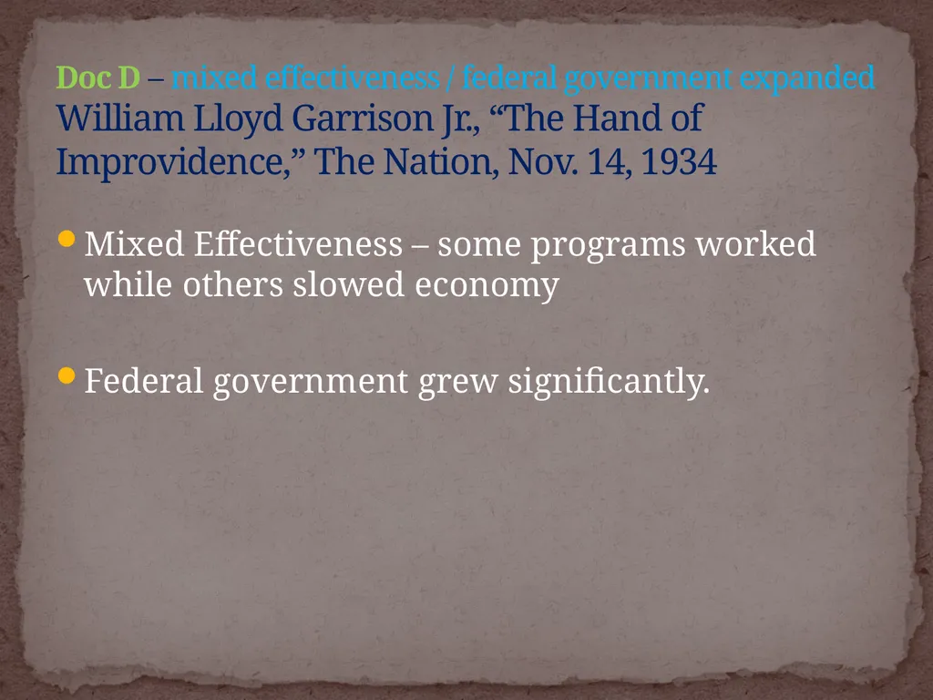 NEW DEAL DBQ Historical Thinking Skills: - slide 37 of 101