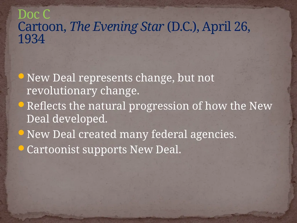 NEW DEAL DBQ Historical Thinking Skills: - slide 25 of 101