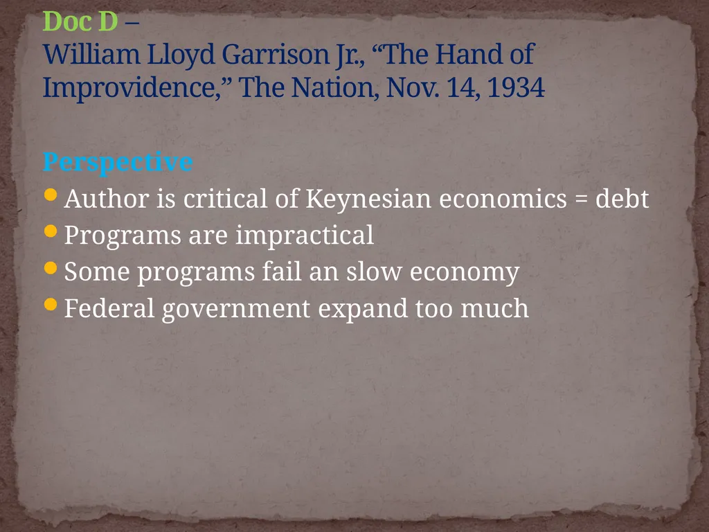 NEW DEAL DBQ Historical Thinking Skills: - slide 35 of 101