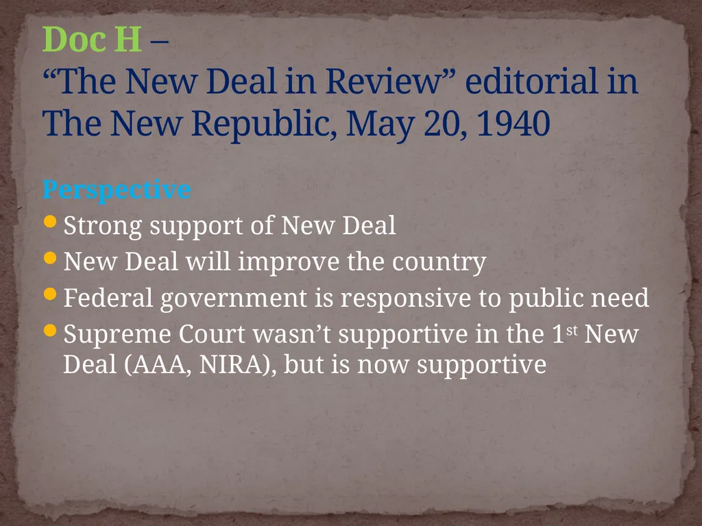 NEW DEAL DBQ Historical Thinking Skills: - slide 75 of 101