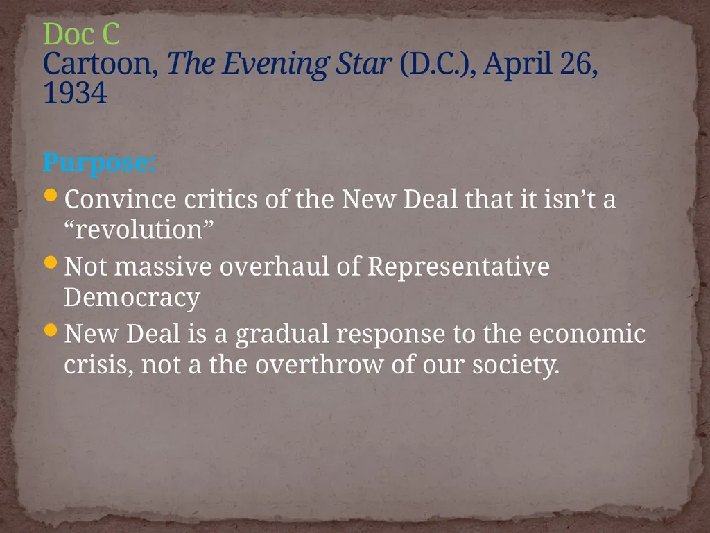 NEW DEAL DBQ Historical Thinking Skills: - slide 27 of 101