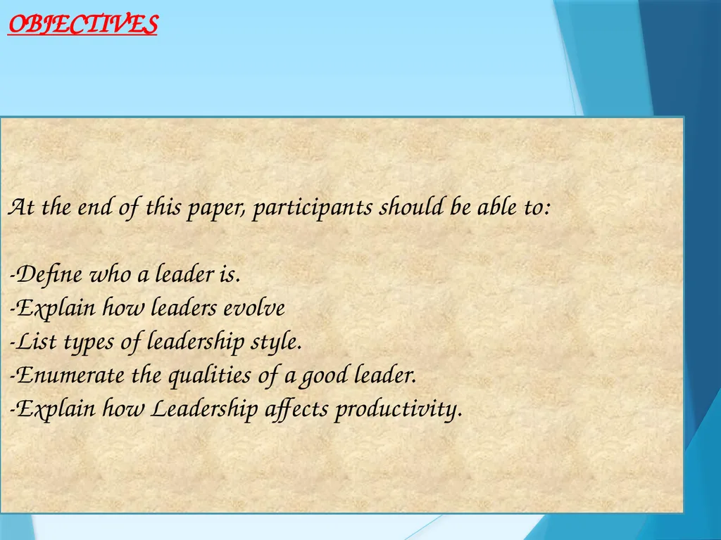 LEADERSHIP AND PRODUCTIVITY . INTRODUCTION - slide 4 of 18
