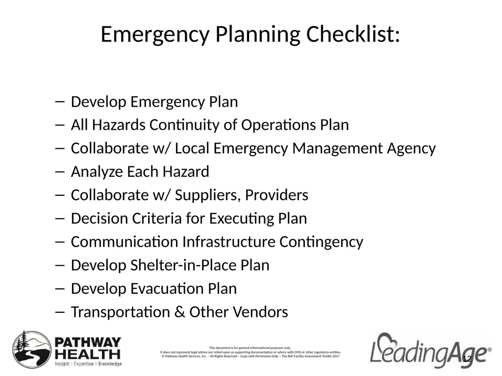 CMS Emergency Preparedness Rule Understanding the - slide 12 of 32