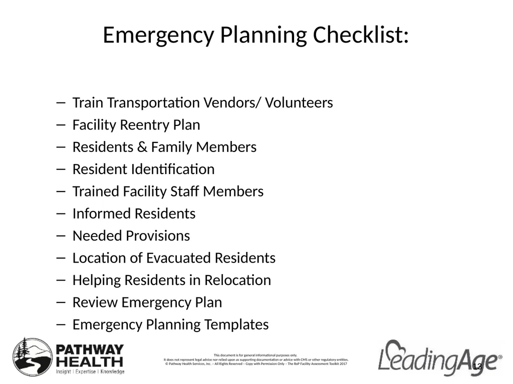 CMS Emergency Preparedness Rule Understanding the - slide 13 of 32