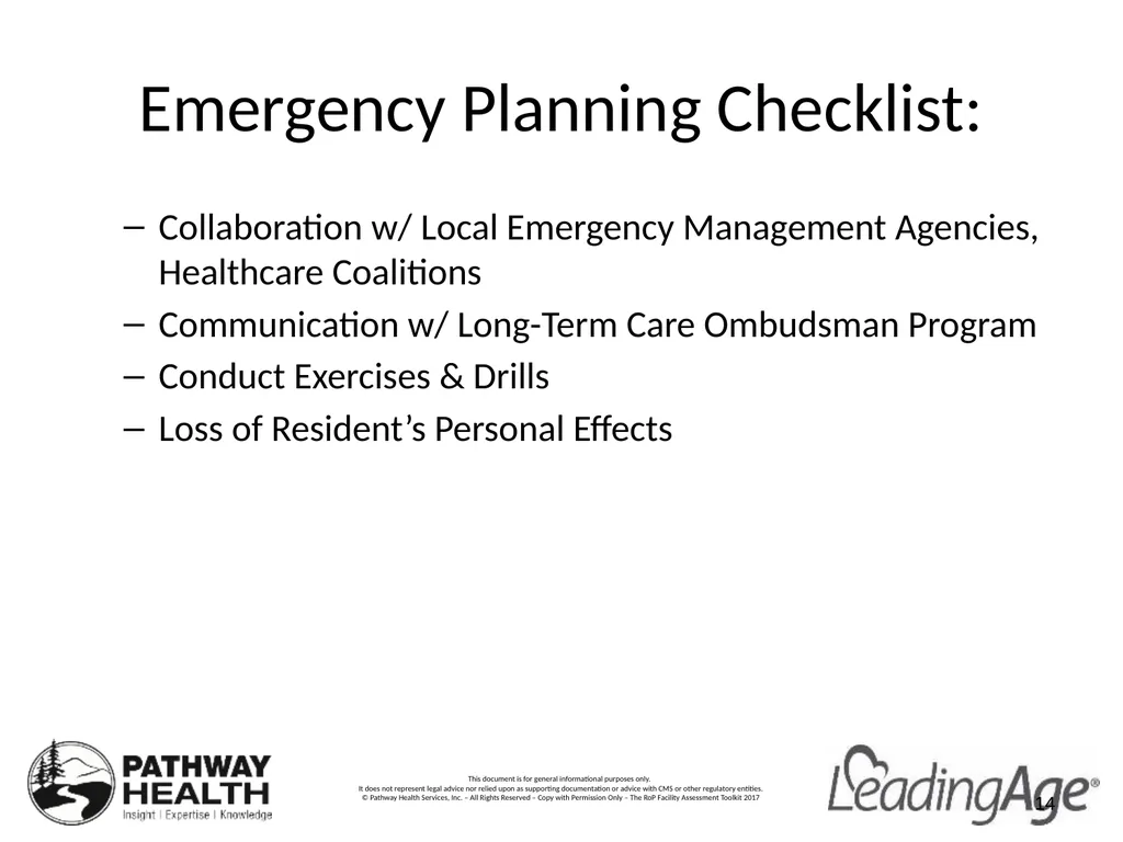 CMS Emergency Preparedness Rule Understanding the - slide 14 of 32