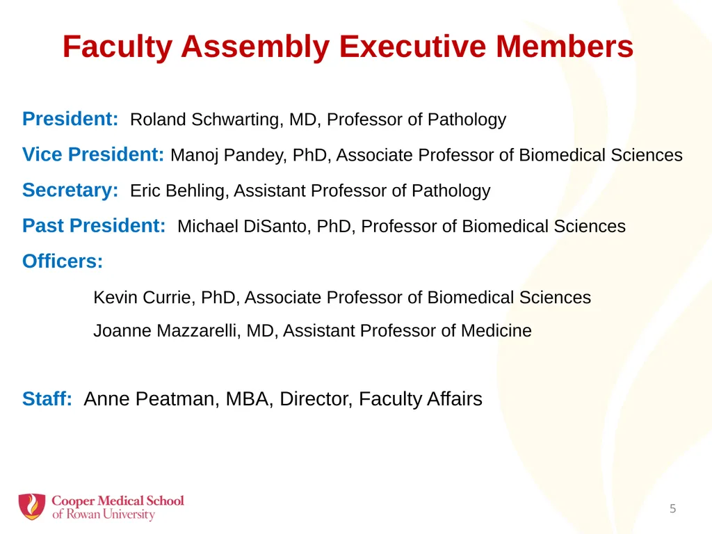 Faculty Assembly Annual Meeting July 26, 2023 - slide 5 of 30
