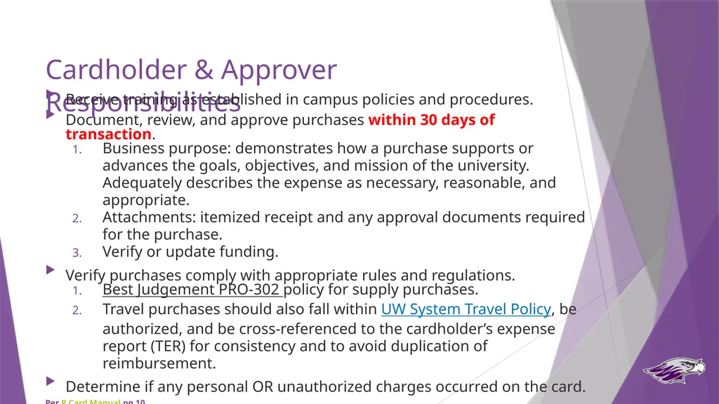 Procurement Card Program Cardholder & Approver - slide 2 of 33