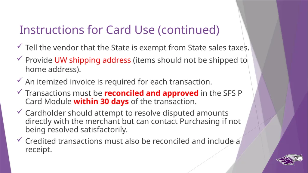 Procurement Card Program Cardholder & Approver - slide 22 of 33