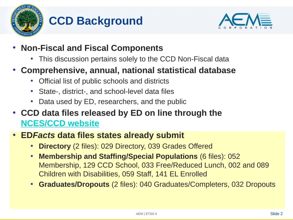 New CCD Coordinator Orientation Slide 1 CCD - slide 2 of 7