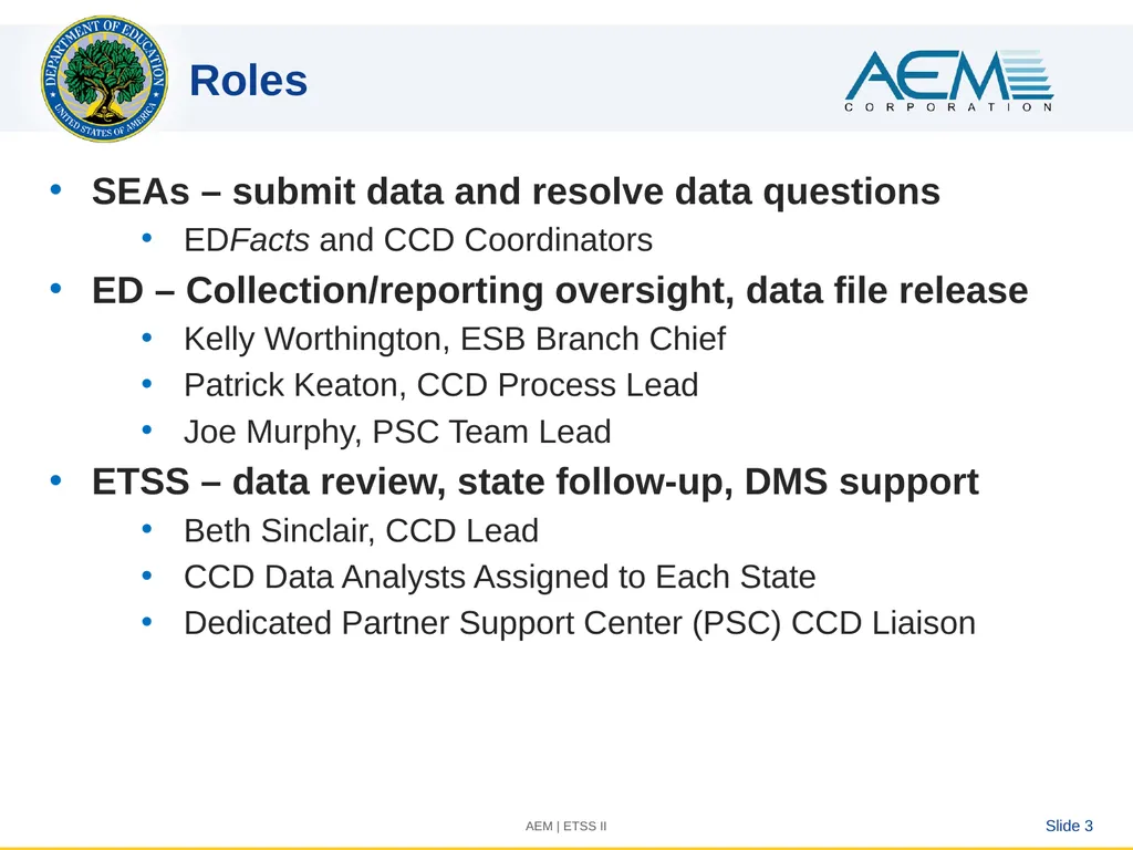 New CCD Coordinator Orientation Slide 1 CCD - slide 3 of 7