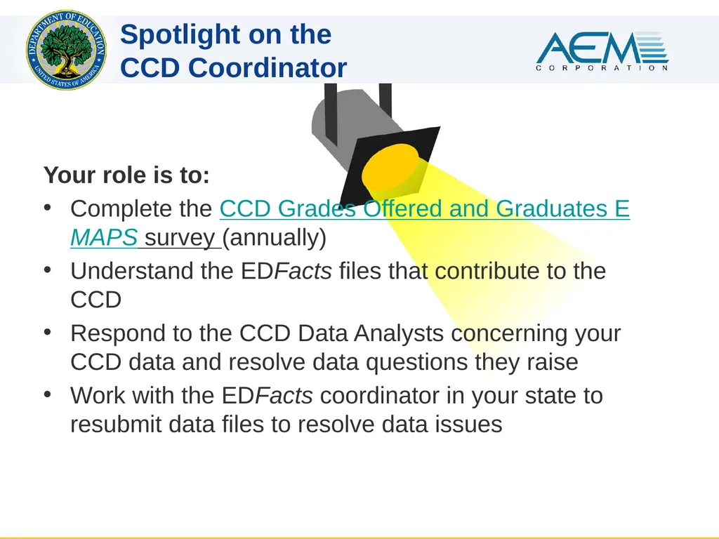 New CCD Coordinator Orientation Slide 1 CCD - slide 4 of 7