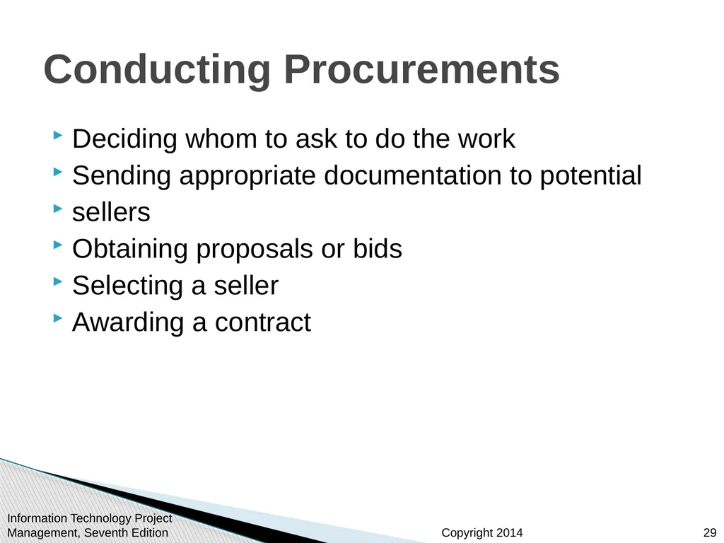 Chapter 12: Project Procurement Management Note: - slide 29 of 41