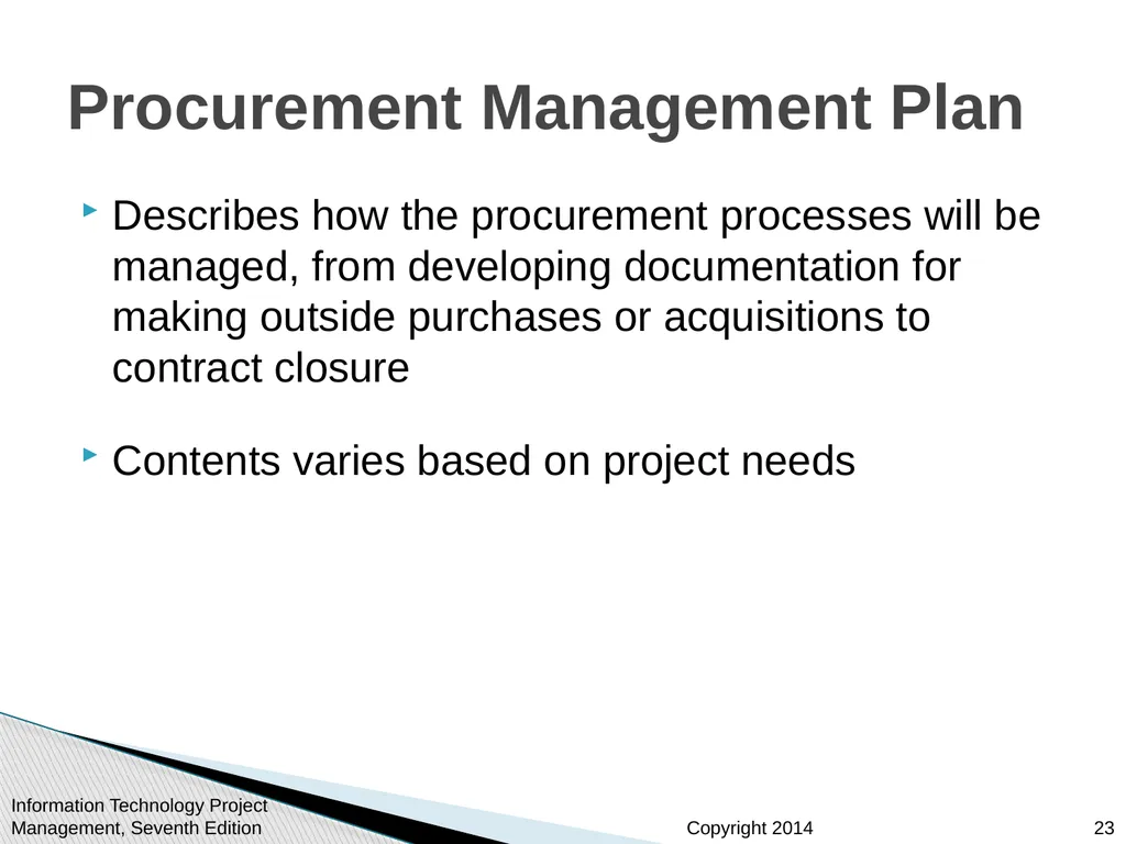 Chapter 12: Project Procurement Management Note: - slide 23 of 41