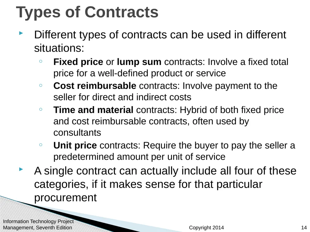 Chapter 12: Project Procurement Management Note: - slide 14 of 41
