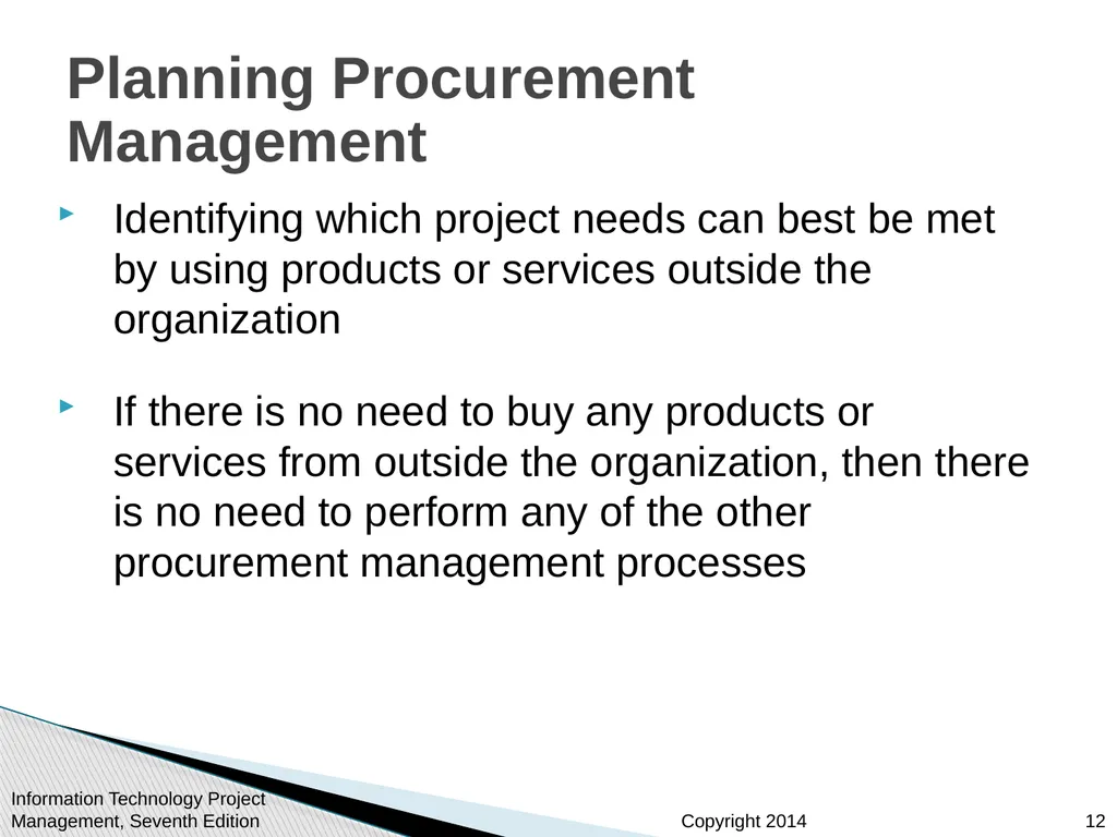 Chapter 12: Project Procurement Management Note: - slide 12 of 41