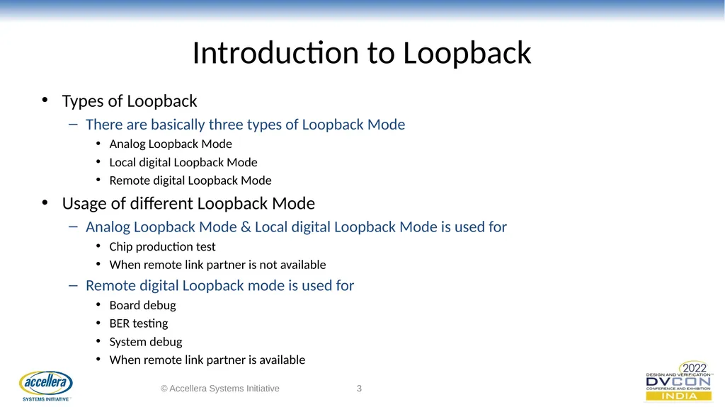 Efficacious verification of Loopback and - slide 3 of 36