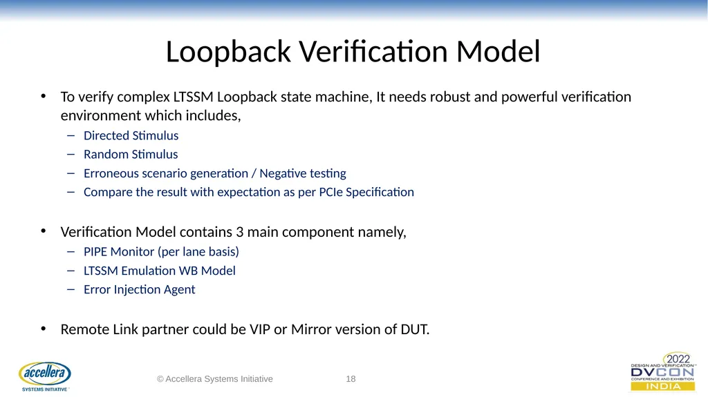 Efficacious verification of Loopback and - slide 18 of 36