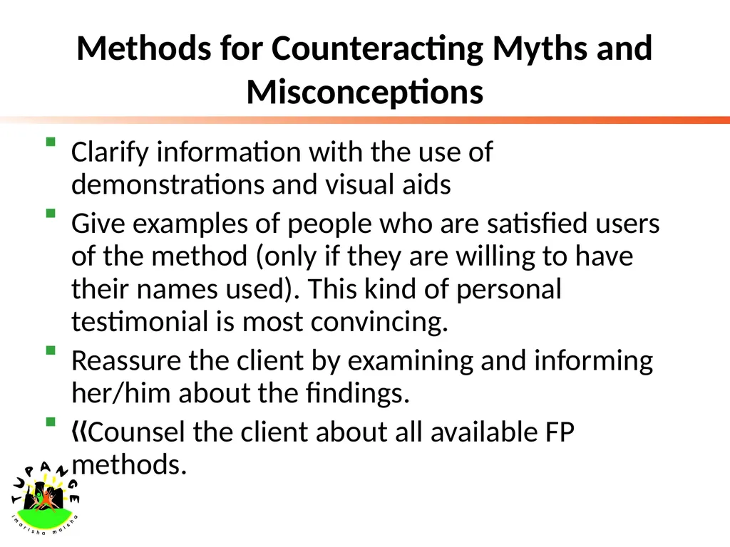 Addressing Rumours and Misconceptions Addressing - slide 4 of 5