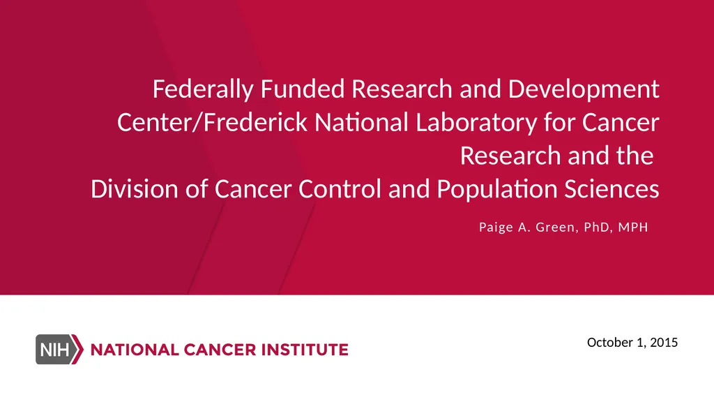 Federally Funded Research and Development - slide 1 of 23