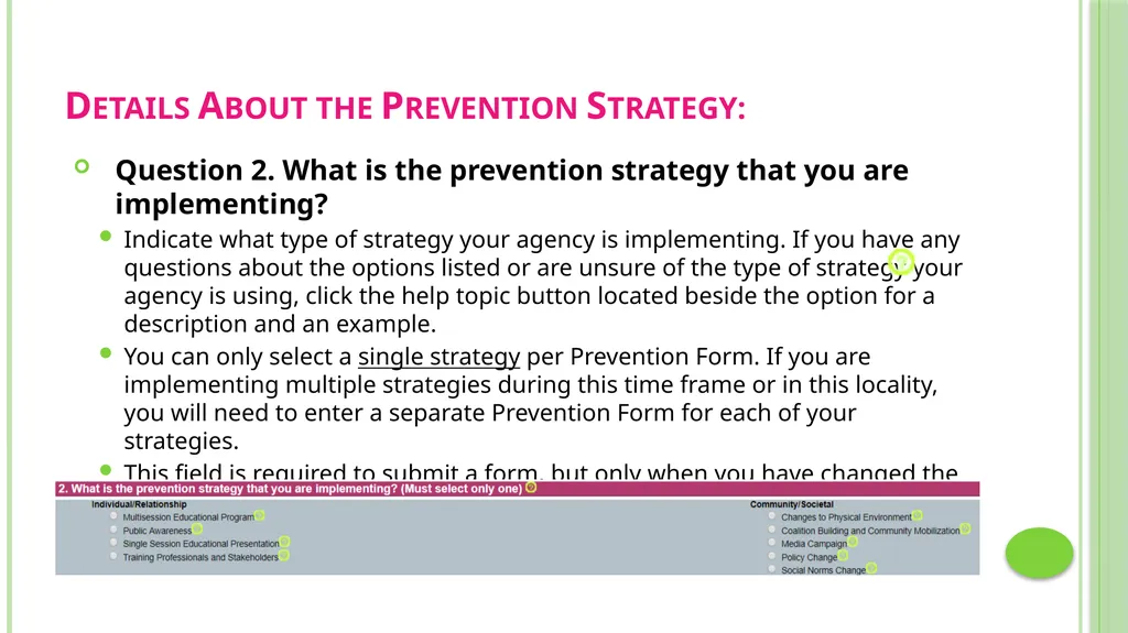 Prevention Data Collection Form VAdata: Virginia’s - slide 18 of 33
