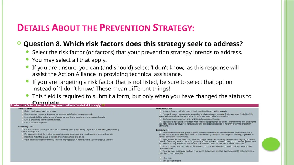 Prevention Data Collection Form VAdata: Virginia’s - slide 27 of 33
